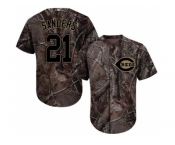 Men Cincinnati Reds #21 Reggie Sanders Camo Realtree Collection Cool Base Stitched MLB Jersey