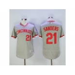 Men Cincinnati Reds #21 Sanders Majestic Grey Flexbase Authentic Cooperstown Player Jersey