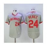 Men Cincinnati Reds #24 Tony Perez Majestic Grey Flexbase Authentic Cooperstown Player Jersey