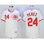 Men Cincinnati Reds #24 Tony Perez Majestic white Flexbase Authentic Cooperstown Player Jersey