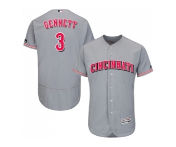 Men Cincinnati Reds #3 Scooter Gennett Grey Flexbase Authentic Collection Stitched MLB Jersey