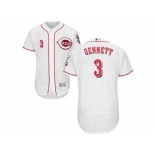 Men Cincinnati Reds #3 Scooter Gennett White Flexbase Authentic Collection Stitched MLB Jersey