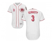 Men Cincinnati Reds #3 Scooter Gennett White Flexbase Authentic Collection Stitched MLB Jersey