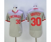 Men Cincinnati Reds #30 Ken Griffey Jr Majestic Grey Flexbase Authentic Cooperstown Player Jersey