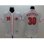 Men Cincinnati Reds #30 Ken Griffey Jr Majestic white Flexbase Authentic Collection Player Jersey(buttons)