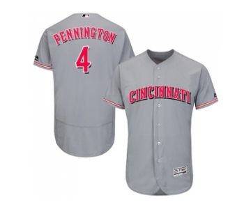 Men Cincinnati Reds #4 Cliff Pennington Grey Flexbase Authentic Collection Stitched MLB Jersey