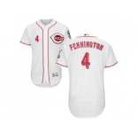 Men Cincinnati Reds #4 Cliff Pennington White Flexbase Authentic Collection Stitched MLB Jersey