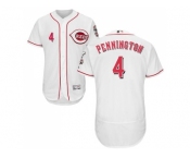 Men Cincinnati Reds #4 Cliff Pennington White Flexbase Authentic Collection Stitched MLB Jersey