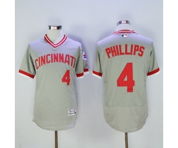 Men Cincinnati Reds #4 brandon phillips Majestic Grey Flexbase Authentic Cooperstown Player Jersey