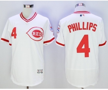 Men Cincinnati Reds #4 brandon phillips Majestic white Flexbase Authentic Cooperstown Player Jersey