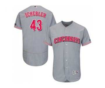 Men Cincinnati Reds #43 Scott Schebler Grey Flexbase Authentic Collection Stitched MLB Jersey