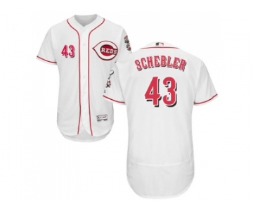 Men Cincinnati Reds #43 Scott Schebler White Flexbase Authentic Collection Stitched MLB Jersey