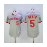 Men Cincinnati Reds #5 Johnny Bench Majestic Grey Flexbase Authentic Cooperstown Player Jersey