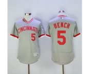 Men Cincinnati Reds #5 Johnny Bench Majestic Grey Flexbase Authentic Cooperstown Player Jersey