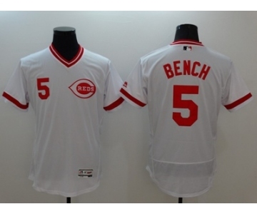 Men Cincinnati Reds #5 Johnny Bench Majestic white Flexbase Authentic Collection Player Jersey