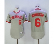 Men Cincinnati Reds #6 Billy Hamilton Majestic Grey Flexbase Authentic Cooperstown Player Jersey