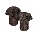 Men Cincinnati Reds #7 Eugenio Suarez Camo Realtree Collection Cool Base Stitched MLB Jersey