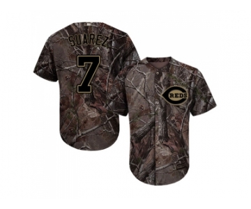 Men Cincinnati Reds #7 Eugenio Suarez Camo Realtree Collection Cool Base Stitched MLB Jersey