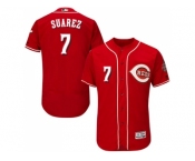 Men Cincinnati Reds #7 Eugenio Suarez Grey Flexbase Authentic Collection Stitched MLB Jersey