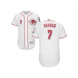 Men Cincinnati Reds #7 Eugenio Suarez White Flexbase Authentic Collection Stitched MLB Jersey