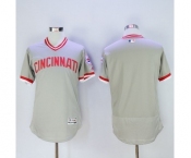 Men Cincinnati Reds Blank Majestic Grey Flexbase Authentic Cooperstown Jersey