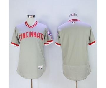 Men Cincinnati Reds Blank Majestic Grey Flexbase Authentic Cooperstown Jersey