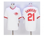 Men Mitchell And Ness Cincinnati Reds #21 Reggie Sanders White Throwback Stitched MLB Jersey