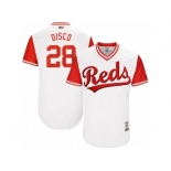 Men's 2017 Little League World Series Reds #28 Anthony DeSclafani Disco White Jersey