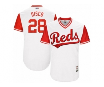 Men's 2017 Little League World Series Reds #28 Anthony DeSclafani Disco White Jersey