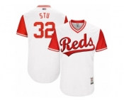 Men's 2017 Little League World Series Reds #32 Stuart Turner Stu White Jersey