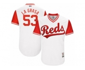 Men's 2017 Little League World Series Reds #53 Wandy Peralta La Grasa White Jersey