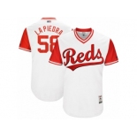 Men's 2017 Little League World Series Reds #58 Luis Castillo La Piedra White Jersey