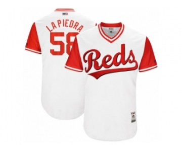 Men's 2017 Little League World Series Reds #58 Luis Castillo La Piedra White Jersey