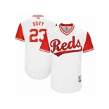 Men's 2017 Little League World Series Reds Adam Duvall #23 Duvy White Jersey