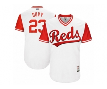 Men's 2017 Little League World Series Reds Adam Duvall #23 Duvy White Jersey