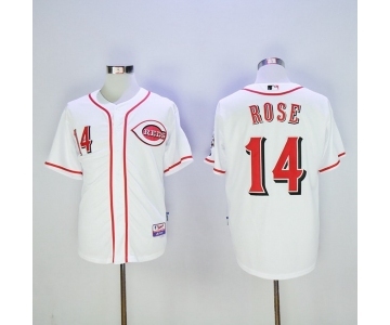 Men's Cincinnati Reds #14 Pete Rose Majestic White Home Player Authentic Jersey