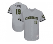 Men's Cincinnati Reds #19 Joey Votto Grey Flexbase Authentic Collection Memorial Day Stitched MLB Jersey