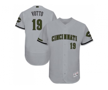 Men's Cincinnati Reds #19 Joey Votto Grey Flexbase Authentic Collection Memorial Day Stitched MLB Jersey