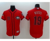 Men's Cincinnati Reds #19 Joey Votto Majestic Scarlet Fashion Stars & Stripes Flex Base Player Jersey