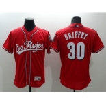 Men's Cincinnati Reds #30 Ken Griffey Jr Los Rojos Majestic Red Flexbase Authentic Collection Team Jersey