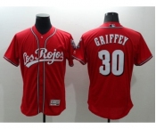 Men's Cincinnati Reds #30 Ken Griffey Jr Los Rojos Majestic Red Flexbase Authentic Collection Team Jersey