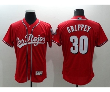 Men's Cincinnati Reds #30 Ken Griffey Jr Los Rojos Majestic Red Flexbase Authentic Collection Team Jersey