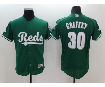 Men's Cincinnati Reds #30 Ken Griffey Majestic Green Celtic Flexbase Authentic Collection Jersey