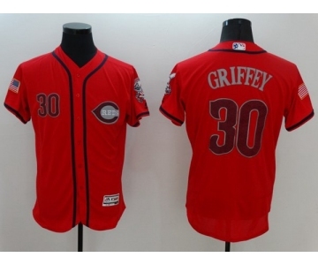 Men's Cincinnati Reds #30 Ken Griffey Majestic Scarlet Fashion Stars & Stripes Flex Base Player Jersey