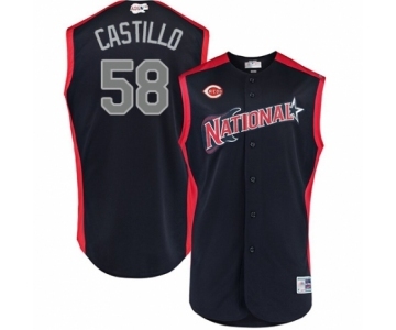 Men's Cincinnati Reds #58 Luis Castillo Authentic Navy Blue National League 2019 Baseball All-Star Jersey