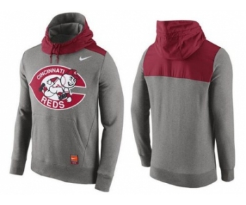 Men's Cincinnati Reds Nike Gray Cooperstown Collection Hybrid Pullover Hoodie