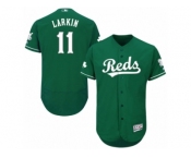 Men's Majestic Cincinnati Reds #11 Barry Larkin Green Celtic Flexbase Authentic Collection MLB Jersey