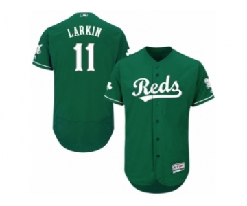 Men's Majestic Cincinnati Reds #11 Barry Larkin Green Celtic Flexbase Authentic Collection MLB Jersey