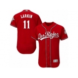 Men's Majestic Cincinnati Reds #11 Barry Larkin Red Los Rojos Flexbase Authentic Collection MLB Jersey