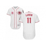 Men's Majestic Cincinnati Reds #11 Barry Larkin White Flexbase Authentic Collection MLB Jersey